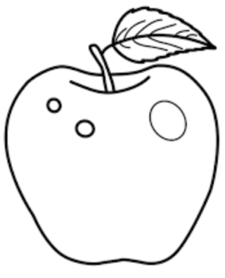 Розмальовки для дітей Яблуко з листочком скачати та роздрукувати в форматі А4