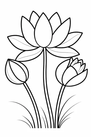 Розвиваючі розмальовки — Лотос і бутони скачати та роздрукувати в форматі А4