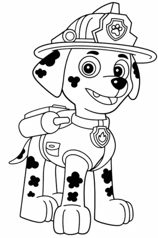 Розмальовки з персонажами із мультфільмів Щенячий патруль — Маршал скачати та роздрукувати в форматі А4