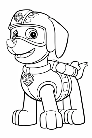 Розмальовки з персонажами із мультфільмів Щенячий патруль — Зума скачати та роздрукувати в форматі А4