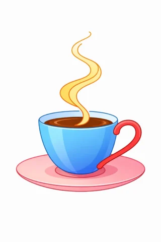 Малюнок чашка гарячої кави скачати та роздрукувати в форматі А4