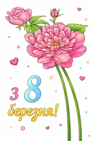 Малюнки для дорослих до 8 Березня з квітами скачати та роздрукувати в форматі А4