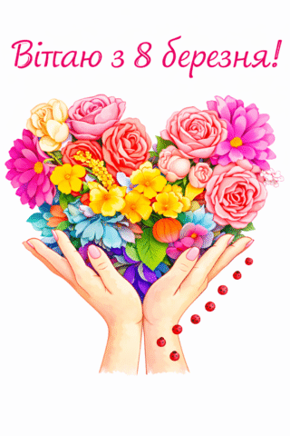 Розмальовки для дорослих: Вітання з 8 березня — букет у руках, скачати та роздрукувати в форматі А4