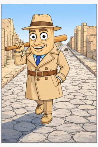 Розмальовки для дорослих: шпигун у плащі на стародавній дорозі, скачати та роздрукувати в форматі А4