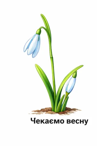 Малюнки пори року: Чекаємо весну — перші проліски скачати та роздрукувати в форматі А4