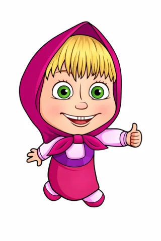 Малюнок з персонажами із мультфільмів Маша скачати та роздрукувати в форматі А4