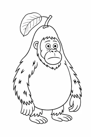 Розмальовки для дорослих: кумедний орангутанг з грушею, скачати та роздрукувати в форматі А4