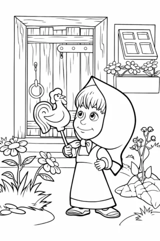 Розмальовки з персонажами із мультфільмів Маша з льодяником скачати та роздрукувати в форматі А4