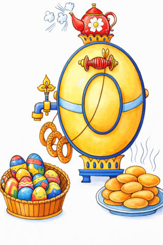 Скачати безкоштовну Розвиваючі розмальовки з самоваром, бубликами та традиційним частуванням в форматі А4 для друку