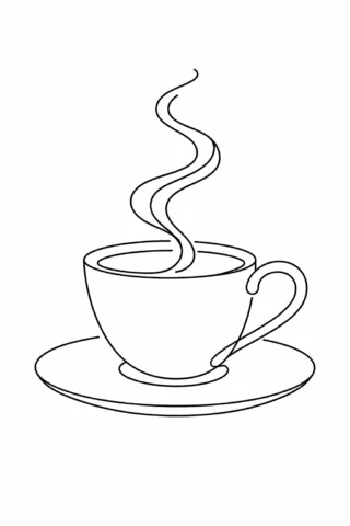 Розмальовки до свят: чашка гарячої кави скачати та роздрукувати в форматі А4