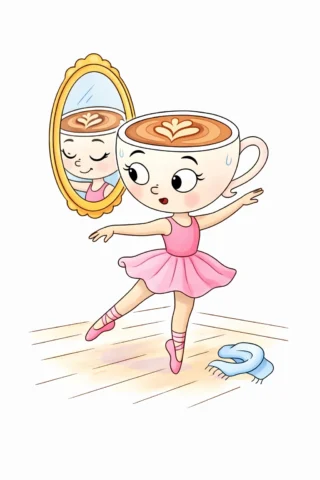 МАлюнок «Балерина-капучино біля дзеркала» скачати та роздрукувати в форматі А4