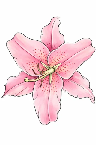 Розмальовка «Квітка лілії з деталізованими пелюстками» скачати та роздрукувати в форматі А4