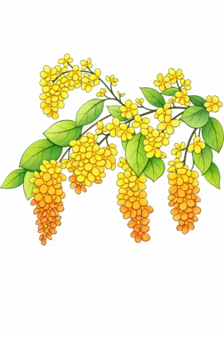 МАлюнок «Квітуча черемха з гілками» скачати та роздрукувати в форматі А4