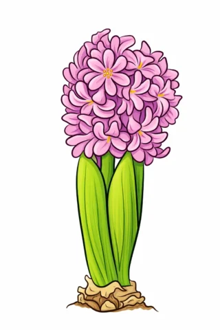 Малюнок  «Квітучий гіацинт у горщику» скачати та роздрукувати в форматі А4