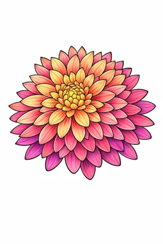 Малюнок «Пишна жоржина в розквіті» скачати та роздрукувати в форматі А4