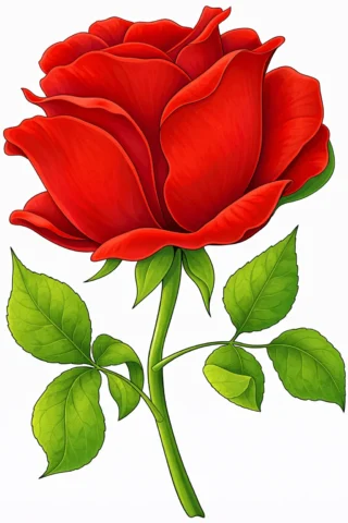 Малюнок до свят: велика троянда для святкових листівок скачати та роздрукувати в форматі А4