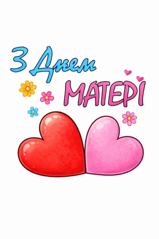 Малюнки до свят: вітальна листівка з сердечками до Дня матері скачати та роздрукувати в форматі А4