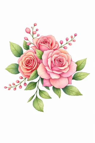 Розмальовки до свят: святкова композиція з троянд скачати та роздрукувати в форматі А4