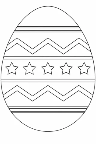Розмальовки до свят: великоднє яйце з геометричним орнаментом і зірками скачати та роздрукувати в форматі А4