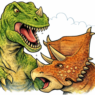 Розмальовка «Бій динозаврів»