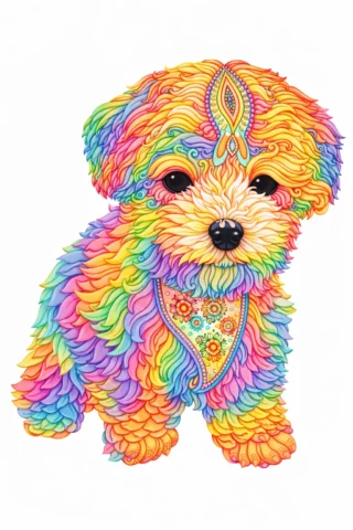 Малюнки «Декоративний песик з візерунками» скачати та роздрукувати в форматі А4