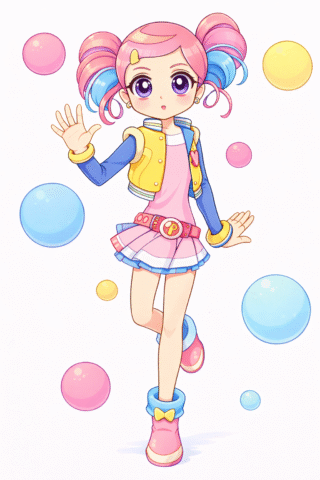 Малюнок «Аніме дівчина з бульбашками» скачати та роздрукувати в форматі А4