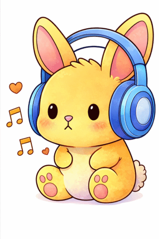 Малюнок «Милий кролик у навушниках» скачати та роздрукувати в форматі А4