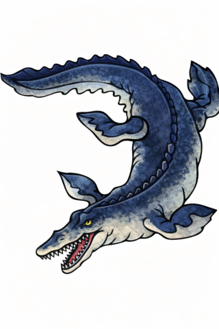 Малюнок «Мозазавр у морі» скачати та роздрукувати в форматі А4