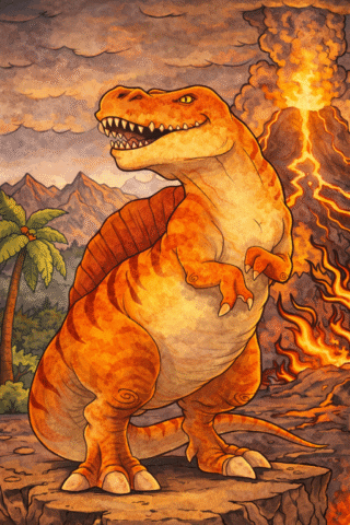 Розмальовка «Спінозавр у джунглях» скачати та роздрукувати в форматі А4