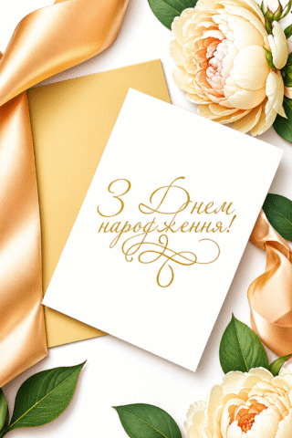 Малюнок «Елегантна листівка з Днем народження з квітами» скачати та роздрукувати в форматі А4