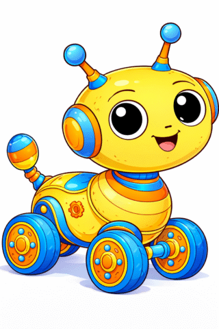Малюнок «Іграшковий робот на колесах» скачати та роздрукувати в форматі А4