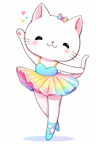 Малюнок «Кошеня-балерина» скачати та роздрукувати в форматі А4