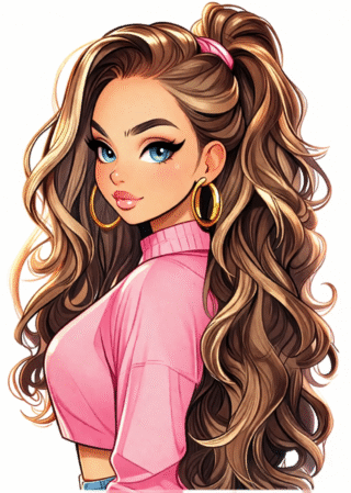 Малюнок «Стильна дівчина з довгим волоссям» скачати та роздрукувати в форматі А4