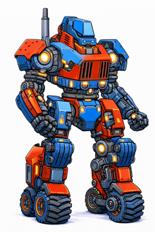 Розмальовка «Потужний робот на колесах» скачати та роздрукувати в форматі А4