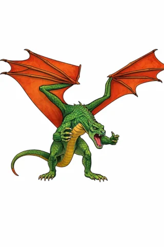 Малюнок «Лютий дракон з крилами» скачати та роздрукувати в форматі А4