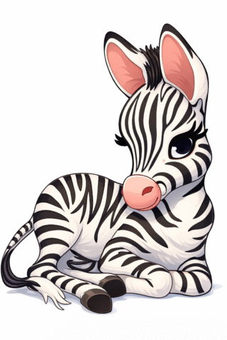 Малюнок «Маленьке зебреня з бантиком» скачати та роздрукувати в форматі А4