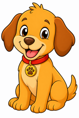 Малюнок «Миле цуценя з медальйоном» скачати та роздрукувати в форматі А4