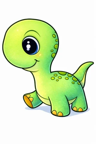 Малюнок «Милий крихітний динозаврик» скачати та роздрукувати в форматі А4