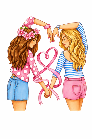 Розмальовка «Подруги та серце дружби» скачати та роздрукувати в форматі А4