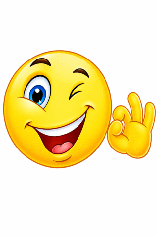 Малюнок «Смайлик підморгує та показує ОК» скачати та роздрукувати в форматі А4
