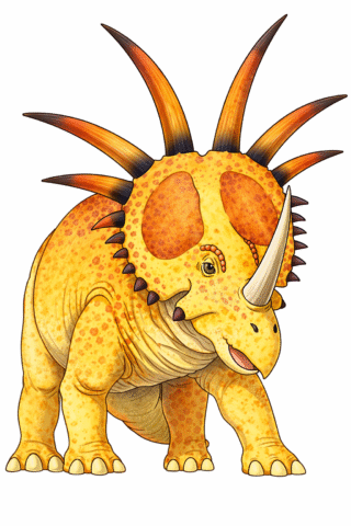 Малюнок «Стиракозавр з рогами» скачати та роздрукувати в форматі А4