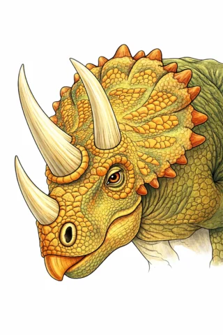 Малюнок «Трицератопс крупним планом» скачати та роздрукувати в форматі А4