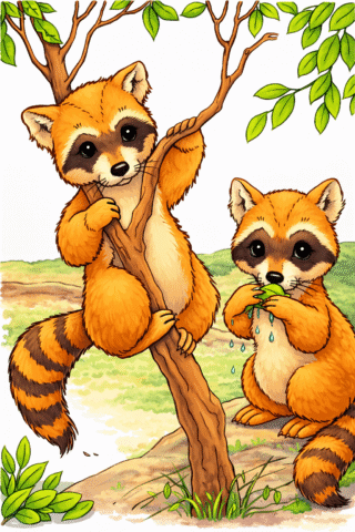 Малюнок «Веселі бурундуки на дереві» скачати та роздрукувати в форматі А4