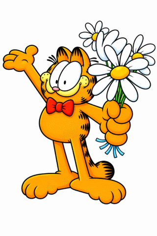 Розмальовка «Веселий кіт з букетом квітів» скачати та роздрукувати в форматі А4