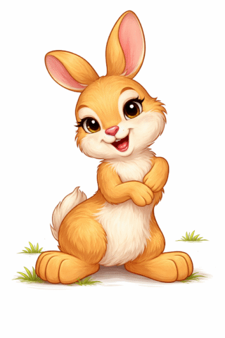 Малюнок «Веселий мультяшний кролик» скачати та роздрукувати в форматі А4