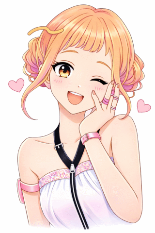 Малюнок «Аніме дівчина з сердечками» скачати та роздрукувати в форматі А4