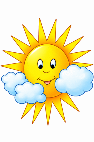 Малюнок «Сонечко за хмаринками» скачати та роздрукувати в форматі А4