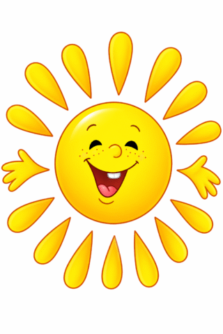 Малюнок «Веселе сонечко усміхається» скачати та роздрукувати в форматі А4