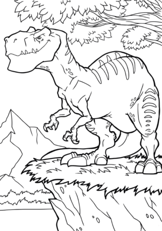 Розмальовка «Аллозавр на скелі» скачати та роздрукувати в форматі А4