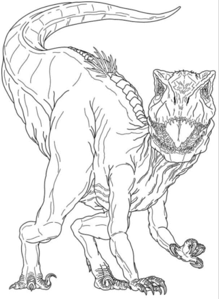 Розмальовка «Хижий індораптор» скачати та роздрукувати в форматі А4